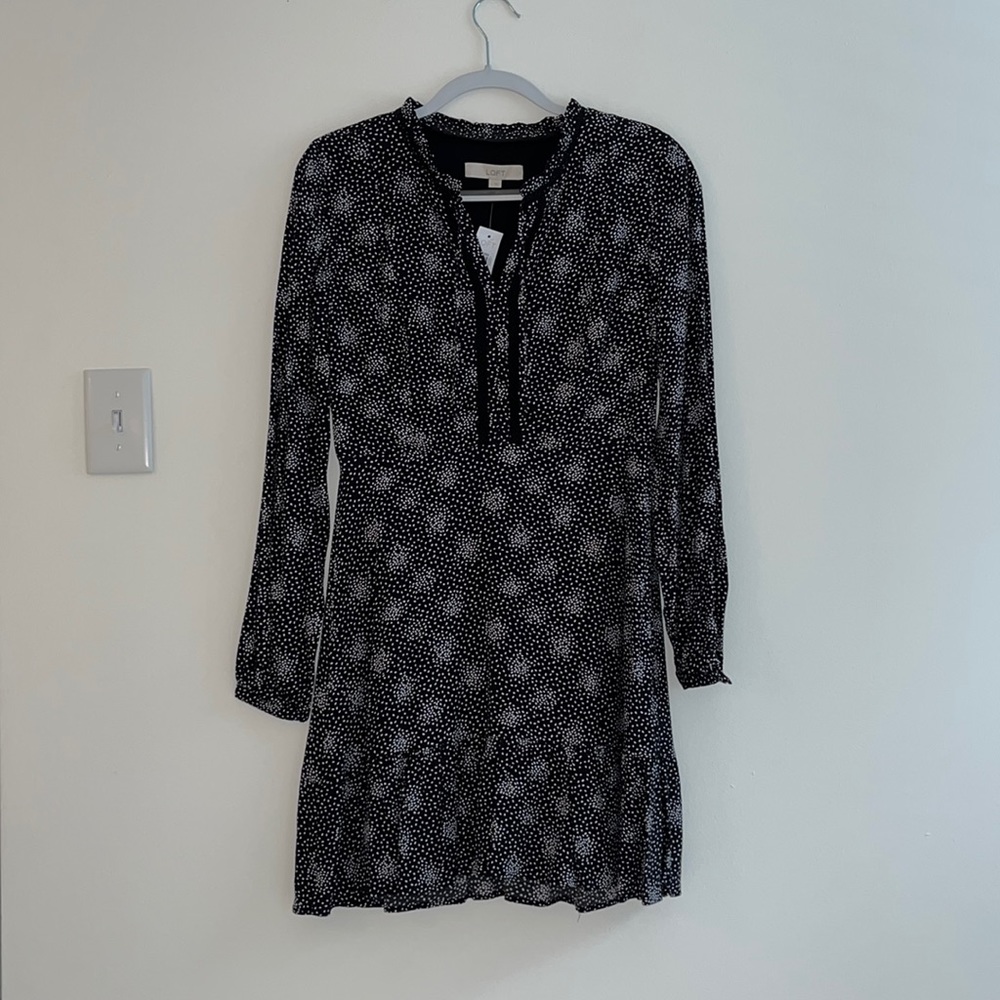 LOFT black and white floral dress